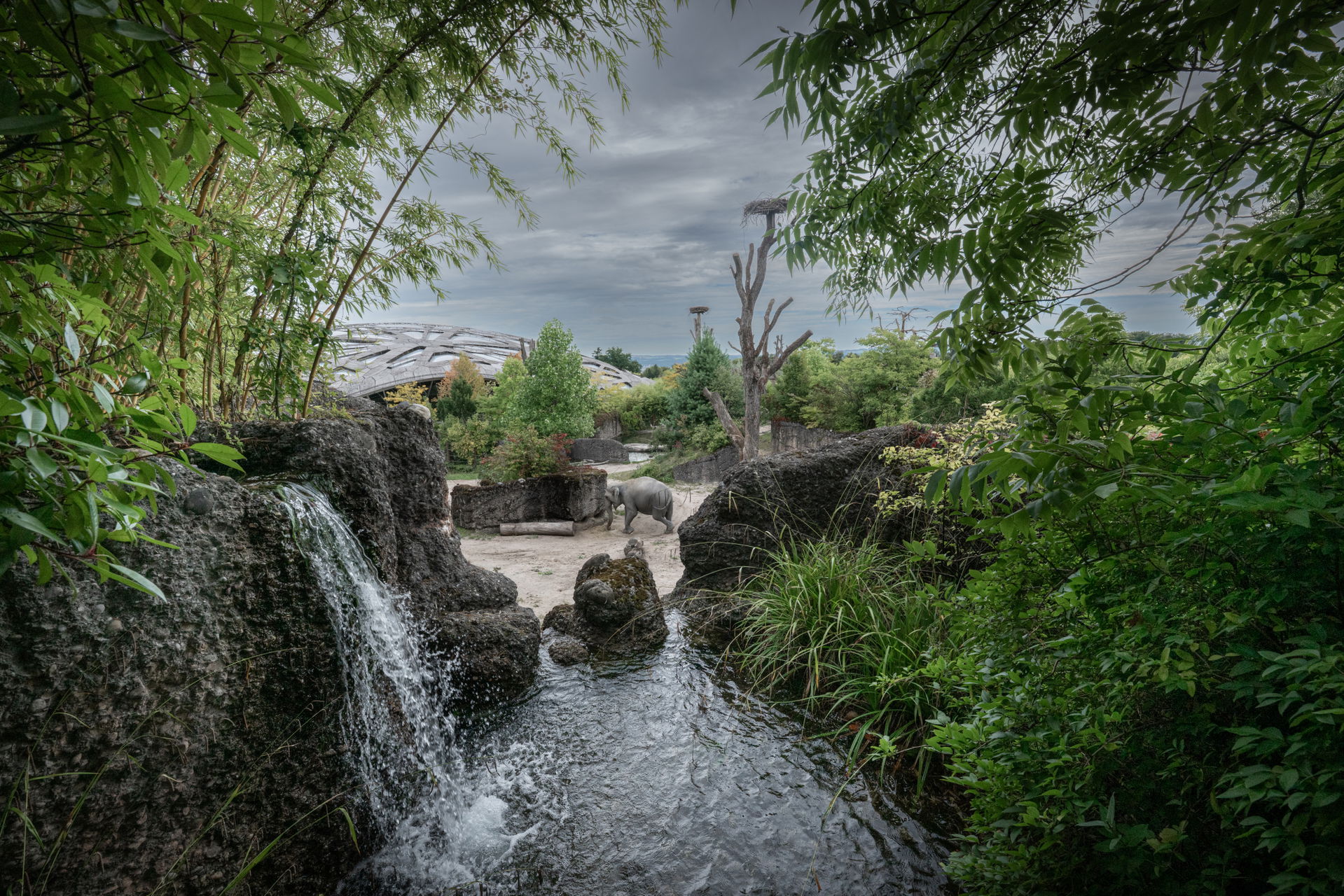 Wasserfall im Kaeng Krachan Elefantenpark des Zoo Zürich.