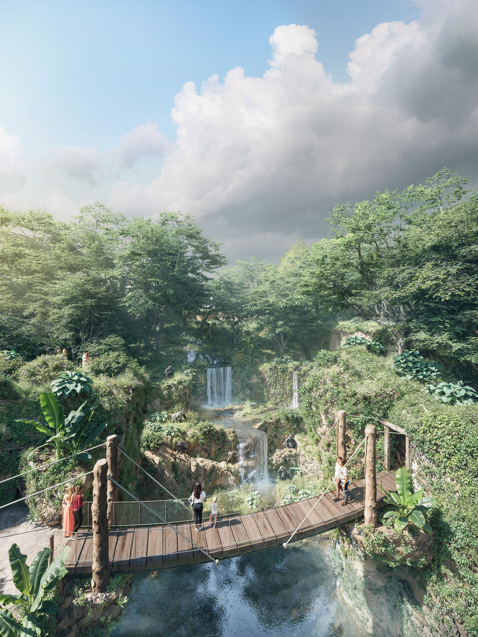 Visualisierung des geplanten Lebensraums Ndoki Wald im Zoo Zürich.