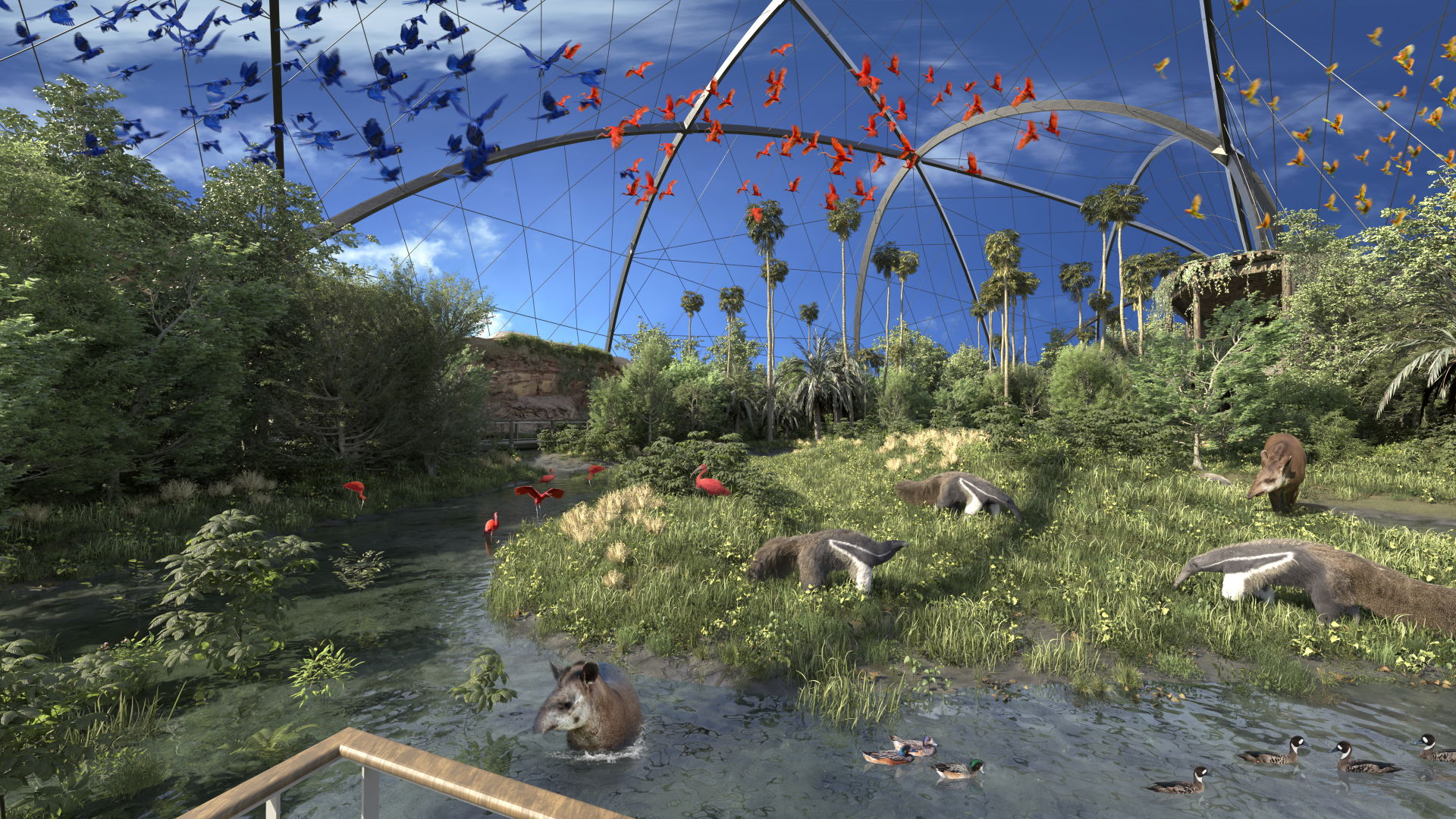 Rendering des geplanten Pantanal Feuchtgebiets im Zoo Zürich.