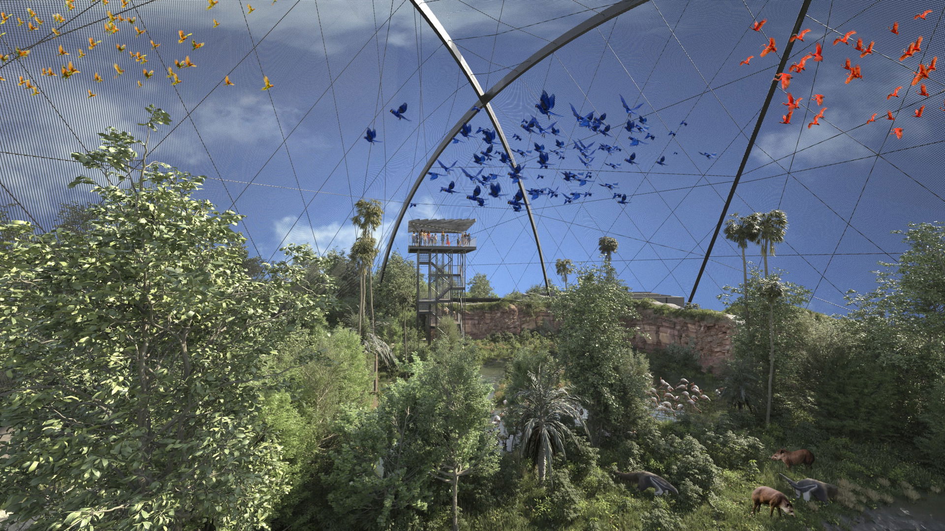 Visualisierung des geplanten Pantanal Feuchtgebiets im Zoo Zürich.